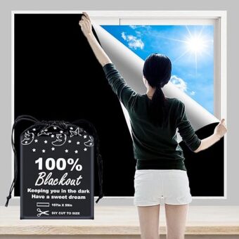 100% Blackout Blind Curtains Window Cover [157" x 59" XXL] [DIY Cut to Any Size or Shape] [Hook & Loop Tabs][ Portable Bags for Travel] [Light & UV Blocking ] for...