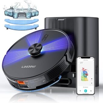 3-in-1 Robot Vacuum and Mop Combo, Self Emptying Station for 60 Days, Robotic Vacuum Cleaner with LiDAR Navigation & Max Strong 4500Pa Suction, WiFi/App/Alexa Self-Charging...