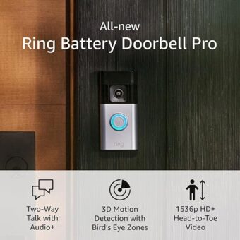 All-new Ring Battery Doorbell Pro | Two-Way Talk with Audio+, 3D Motion Detection, and 1536p HD+ Head-to-Toe Video (2024 release)