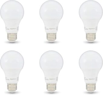 Amazon Basics A19 LED Light Bulb, 40 Watt Equivalent, Energy Efficient 6W, E26 Standard Base, Soft White 2700K, Non-Dimmable, 10,000 Hour Lifetime , 6-Pack