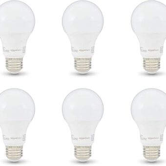 Amazon Basics A19 LED Light Bulb, 40 Watt Equivalent, Energy Efficient 6W, E26 Standard Base, Soft White 2700K, Non-Dimmable, 10,000 Hour Lifetime , 6-Pack