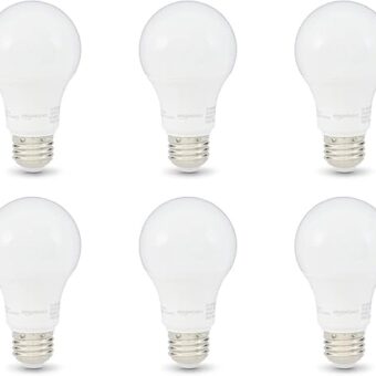 Amazon Basics A19 LED Light Bulb, 60 Watt Equivalent, Energy Efficient 12W, E26 Standard Base, Soft White 2700K, Dimmable, 10,000 Hour Lifetime , 6-Pack