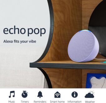 Amazon Echo Pop | Alexa fits in anywhere: bedroom, living room, bathroom, office, and small spaces | Lavender Bloom