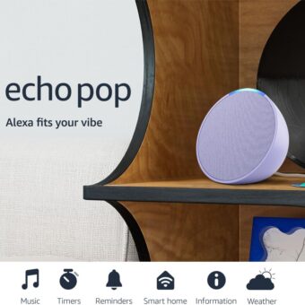 Amazon Echo Pop | Alexa fits in anywhere: bedroom, living room, bathroom, office, and small spaces | Lavender Bloom