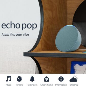 Amazon Echo Pop | Alexa fits in anywhere: bedroom, living room, bathroom, office, and small spaces | Midnight Teal