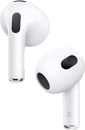 Apple AirPods (3rd Generation) Wireless Ear Buds, Bluetooth Headphones, Personalized Spatial Audio, Sweat and Water Resistant, Lightning Charging Case Included, Up to 30 Hours...