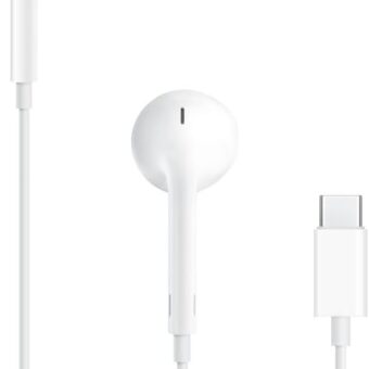 Apple EarPods Headphones with USB-C Plug, Wired Ear Buds with Built-in Remote to Control Music, Phone Calls, and Volume