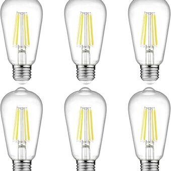 Ascher Vintage LED Edison Bulbs, 6W, Equivalent 60W, High Brightness Daylight White 4000K, ST58 Antique LED Filament Bulbs with 80+ CRI, E26 Medium Base, Non Dimmable, Clear...