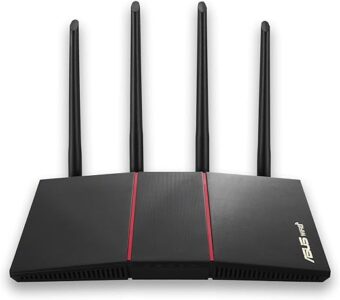 ASUS RT-AX55 AX1800 Dual Band WiFi 6 Gigabit Router, 802.11ax, Lifetime internet security, Parental Control, Mesh WiFi support, MU-MIMO, OFDMA, 4 Gigabit LAN Ports, Beamforming