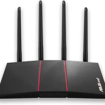 ASUS RT-AX55 AX1800 Dual Band WiFi 6 Gigabit Router, 802.11ax, Lifetime internet security, Parental Control, Mesh WiFi support, MU-MIMO, OFDMA, 4 Gigabit LAN Ports, Beamforming