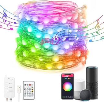 Avatar Controls 32.8ft Smart Fairy Lights Works w/Alexa Google, Color Changing LED Lights with Remote&APP, Music Sync Fairy Lights with 20 Flash Modes, Dreamcolor Plug in USB...