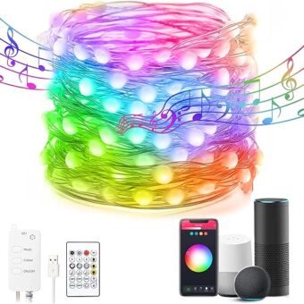 Avatar Controls 32.8ft Smart Fairy Lights Works w/Alexa Google, Color Changing LED Lights with Remote&APP, Music Sync Fairy Lights with 20 Flash Modes, Dreamcolor Plug in USB...