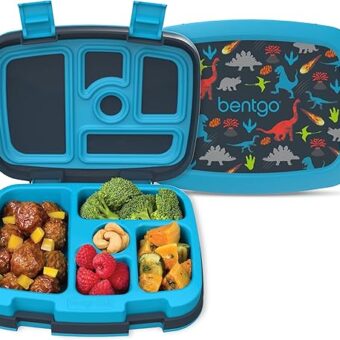 Bentgo® Kids Prints Leak-Proof, 5-Compartment Bento-Style Kids Lunch Box - Ideal Portion Sizes for Ages 3-7, Durable, Drop-Proof, Dishwasher Safe, & Made with BPA-Free Materials...