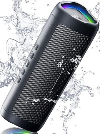 Bluetooth Speaker with HD Sound, Portable Wireless, IPX5 Waterproof, Up to 24H Playtime, TWS Pairing, BT5.3, for Home/Party/Outdoor/Beach, Electronic Gadgets, Birthday Gift (Black)