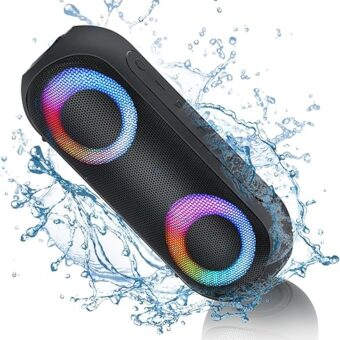 Bluetooth Speakers with Light, 30W Portable Bluetooth Wireless(100FT Range) Loud Stereo Sound, IPX7 Waterproof Shower Speakers, RGB Multi-Colors Rhythm Lights, 1000mins Playtime...