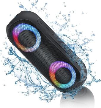 Bluetooth Speakers with Light, 30W Portable Bluetooth Wireless(100FT Range) Loud Stereo Sound, IPX7 Waterproof Shower Speakers, RGB Multi-Colors Rhythm Lights, 1000mins Playtime...