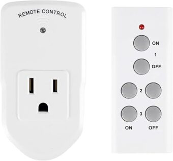 BN-LINK Wireless Remote Control Electrical Outlet Switch for Lights, Fans, Christmas Lights, Small Appliance, Long Range White 10A/1200W, 1 Remote + 1 Outlet