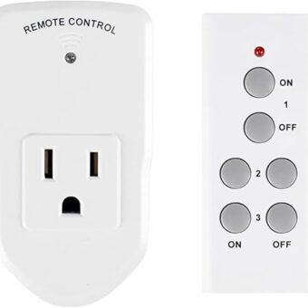 BN-LINK Wireless Remote Control Electrical Outlet Switch for Lights, Fans, Christmas Lights, Small Appliance, Long Range White 10A/1200W, 1 Remote + 1 Outlet