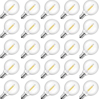 Brightown G40 Replacement LED Light Bulbs, 25 Pack Clear Globe Bulb fits E12 C7 Candelabra Screw Base Sockets, 1.5 Inch Dimmable Edison Light Bulbs for Indoor Outdoor Patio...