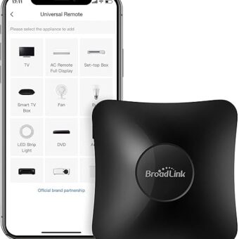 BroadLink IR/RF Smart Home Hub-WiFi IR/RF Blaster for Home Automation, TV, Curtain, Shades Remote, Smart AC Controller, Works with Alexa, Google Assistant, IFTTT (RM4 pro)