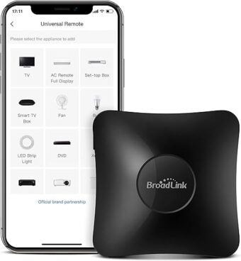 BroadLink IR/RF Smart Home Hub-WiFi IR/RF Blaster for Home Automation, TV, Curtain, Shades Remote, Smart AC Controller, Works with Alexa, Google Assistant, IFTTT (RM4 pro)