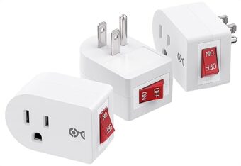 Cable Matters [ETL Listed] 3 Pack Grounded Outlet with ON Off Switch, Single Outlet Switch ON Off/Plug Switch in White