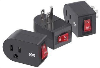 Cable Matters [ETL Listed] 3 Pack Grounded Outlet with ON Off Switch, Single Outlet Switch ON Off/Plug Switch in Black