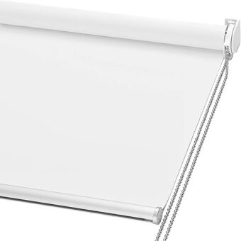 ChrisDowa 100% Blackout Roller Shade, Window Blind with Thermal Insulated, UV Protection Fabric. Total Blackout Roller Blind for Office and Home. Easy to Install. White,35" W x...