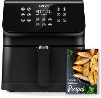 COSORI 12-in-1 Air Fryer 5.8QT, Toast, Bake, Nutrition Facts for 100+ In-App Recipes, AdaptIQ Tech Fast Cook, for Main & Side Dishes, Snacks, Leftovers, Detachable Square...