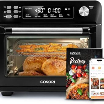 COSORI Smart 11-in-1 Air Fryer Toaster Oven Combo, Airfryer Convection Oven Countertop, Bake, Roast, Reheat, Broil, Dehydrate, 94 Recipes & 3 Accessories, 26QT, Black, Stainless...