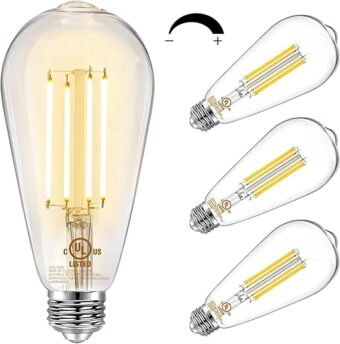 DAYBETTER 4 Pack Vintage LED Edison Bulbs, E26 Led Bulb 60W Equivalent, Dimmable Led Light Bulbs, High Brightness 800 LM Warm White 2700K, ST58 Antique LED Filament Bulbs, Clear...