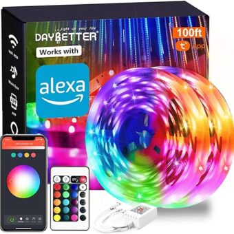 DAYBETTER Smart WiFi Led Lights 100ft, Tuya App Controlled Led Strip Lights, Work with Alexa and Google Assistant, Timer Schedule , Color Changing Led Lights for Bedroom Party...