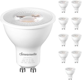 DEWENWILS 10-Pack GU10 LED Bulb Dimmable, 3000K Warm White GU10 Bulb Replacement for Track Lighting, 500LM, 7W(50W Equivalent) LED Light Bulb for Kitchen, Range Hood, Living...