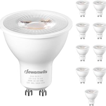 DEWENWILS 10-Pack GU10 LED Bulb Dimmable, 3000K Warm White GU10 Bulb Replacement for Track Lighting, 500LM, 7W(50W Equivalent) LED Light Bulb for Kitchen, Range Hood, Living...