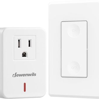 DEWENWILS Remote Control Outlet Wireless Wall Mounted Light Switch, Electrical Plug in On Off Power Switch for Lamp, No Wiring,100 Feet RF Range, ETL Listed,Programmable