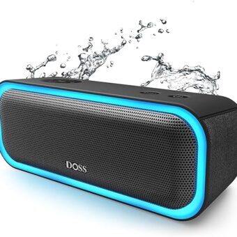 DOSS SoundBox Pro Bluetooth Speaker with 20W Stereo Sound, Active Extra Bass, IPX6 Waterproof, Bluetooth 5.0, TWS Pairing, Multi-Colors Lights, 20 Hrs Playtime, Portable Speaker...