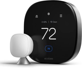 ecobee New Smart Thermostat Premium with Smart Sensor and Air Quality Monitor - Programmable Wifi Thermostat - Works with Siri, Alexa, Google Assistant