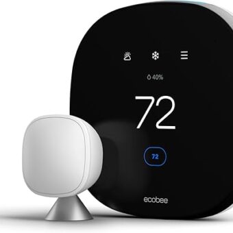 ecobee SmartThermostat with Voice Control - Programmable Wifi Thermostat - Works with Siri, Alexa, Google Assistant - Smart Thermostat for Home