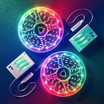 Ehomful Battery Powered LED Strip Lights 13.2ft,RGB Color Changing Flexible Battery Operated LED Lights with 3 Keys Controller for Bedroom, Desk, Home, Room, TV Camping and DIY...