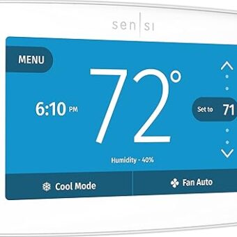 EMERSON Sensi Touch Wi-Fi Smart Thermostat with Touchscreen Color Display, Works with Alexa, Energy Star Certified, C-wire Required, ST75W , White