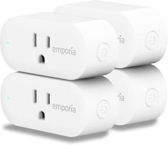 EMPORIA Smart Plug with Energy Monitoring | 15A Max / 10A Continuous | WiFi Smart Outlet | Mobile App | Alexa | Google | ETL Certified (Package of 4), EMSO1-4