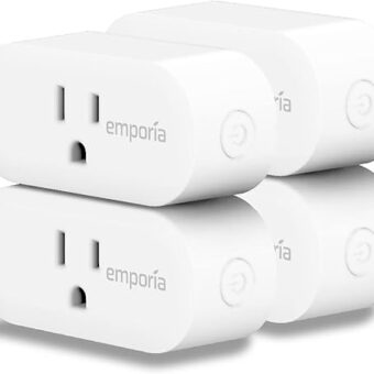 EMPORIA Smart Plug with Energy Monitoring | 15A Max / 10A Continuous | WiFi Smart Outlet | Mobile App | Alexa | Google | ETL Certified (Package of 4), EMSO1-4