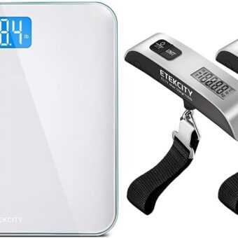 Etekcity Scale for Body Weight, Digital Bathroom Weighing Machine & Luggage Scale, Digital Weight Scales for Travel Accessories Essentials, Portable Handheld Scale with...