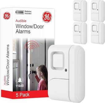 GE Personal Security Window and Door Alarm, 5 Pack, DIY Protection, Burglar Alert, Wireless Chime/Alarm, Easy Installation, Home Security, Ideal for Home, Garage, Apartment and...