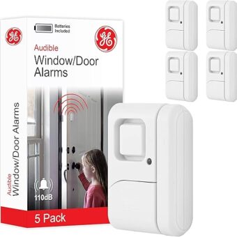 GE Personal Security Window and Door Alarm, 5 Pack, DIY Protection, Burglar Alert, Wireless Chime/Alarm, Easy Installation, Home Security, Ideal for Home, Garage, Apartment and...