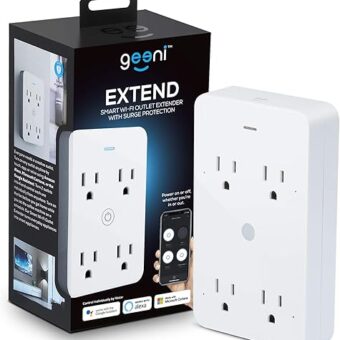 Geeni Smart Wi-Fi 4 Outlet Plug with Surge Protection, – No Hub Required – Compatible with Alexa, Google Home, White – 1-Pack