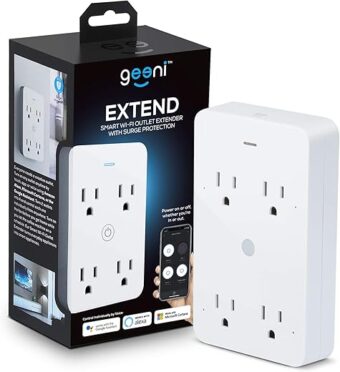 Geeni Smart Wi-Fi 4 Outlet Plug with Surge Protection, – No Hub Required – Compatible with Alexa, Google Home, White – 1-Pack