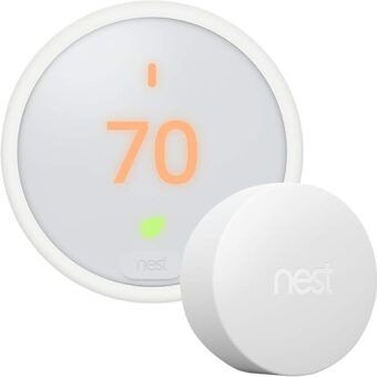 Google Nest Thermostat E - Programmable Smart Thermostat for Home T4000ES - 3rd Generation Nest Thermostat (Frosted White)- Compatible with Alexa