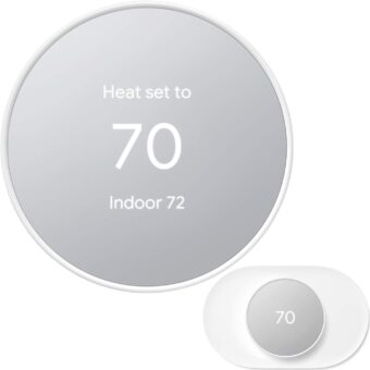 Google Nest Thermostat - Smart Thermostat for Home - Programmable Wifi Thermostat - Snow - GA01334-US Bundle with Matching Google Nest Thermostat Trim Kit Wall Mount Plate...