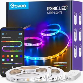 Govee 65.6ft RGBIC LED Strip Lights, Color Changing LED Strips, App Control via Bluetooth, Smart Segmented Control, Multiple Scenes, Enhanced Music Sync LED Lights for Room...